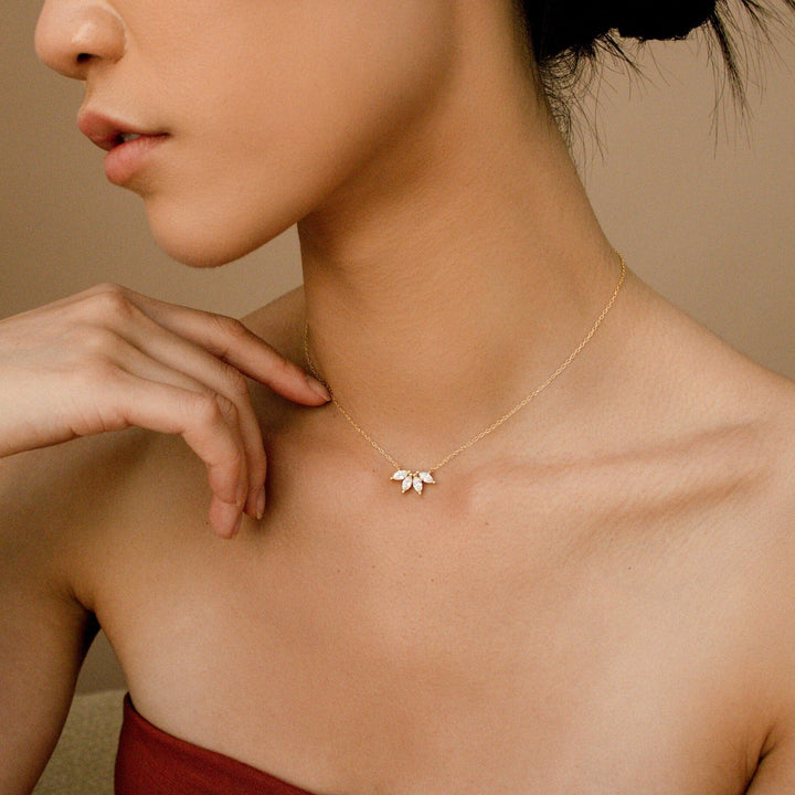 Marquise Cut Four Stone lab grown diamonds Necklace for Women - Doozy Diamonds