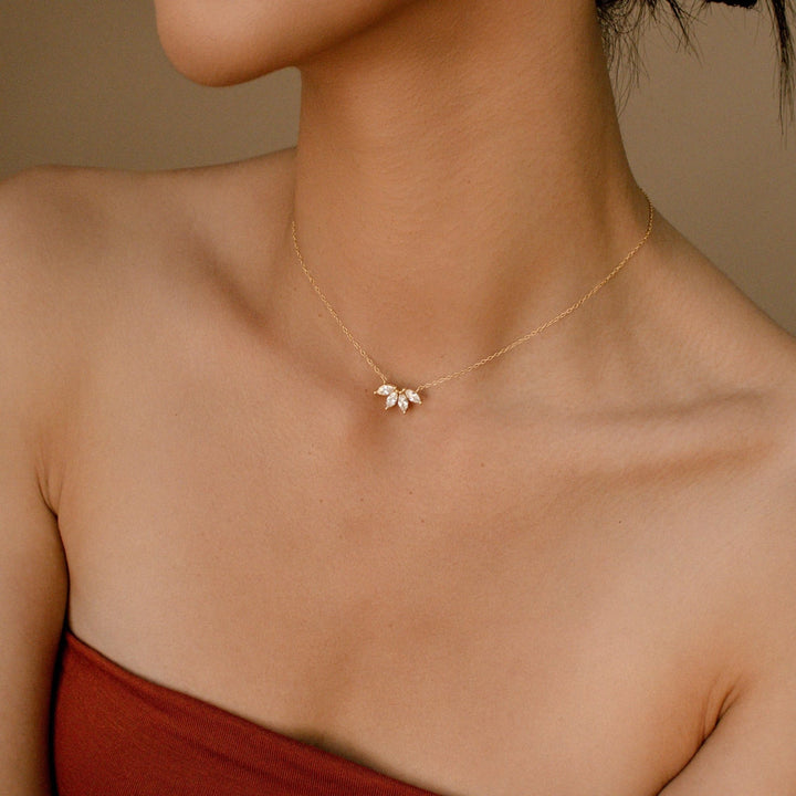 Marquise Cut Four Stone lab grown diamonds Necklace for Women - Doozy Diamonds