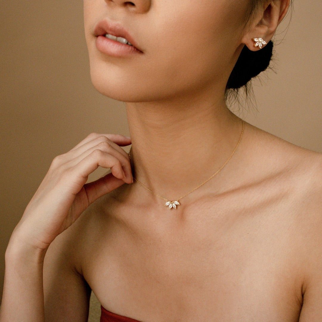 Marquise Cut Four Stone lab grown diamonds Necklace for Women - Doozy Diamonds