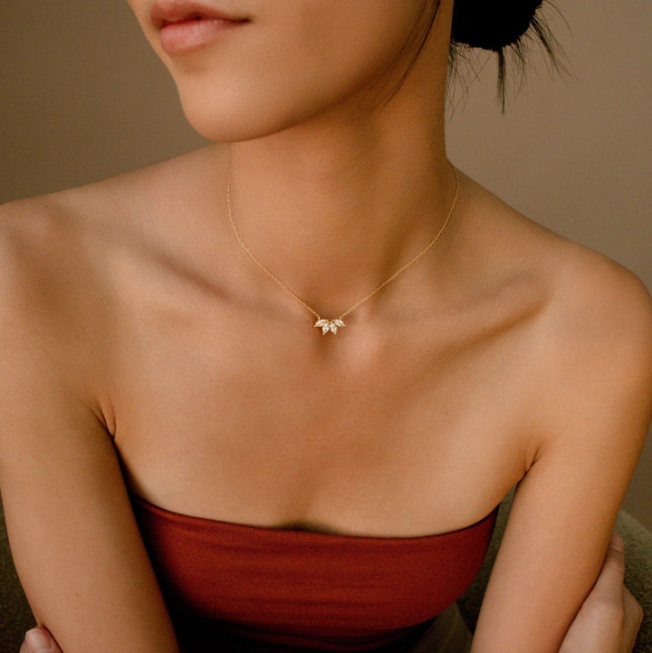 Marquise Cut Four Stone lab grown diamonds Necklace for Women - Doozy Diamonds