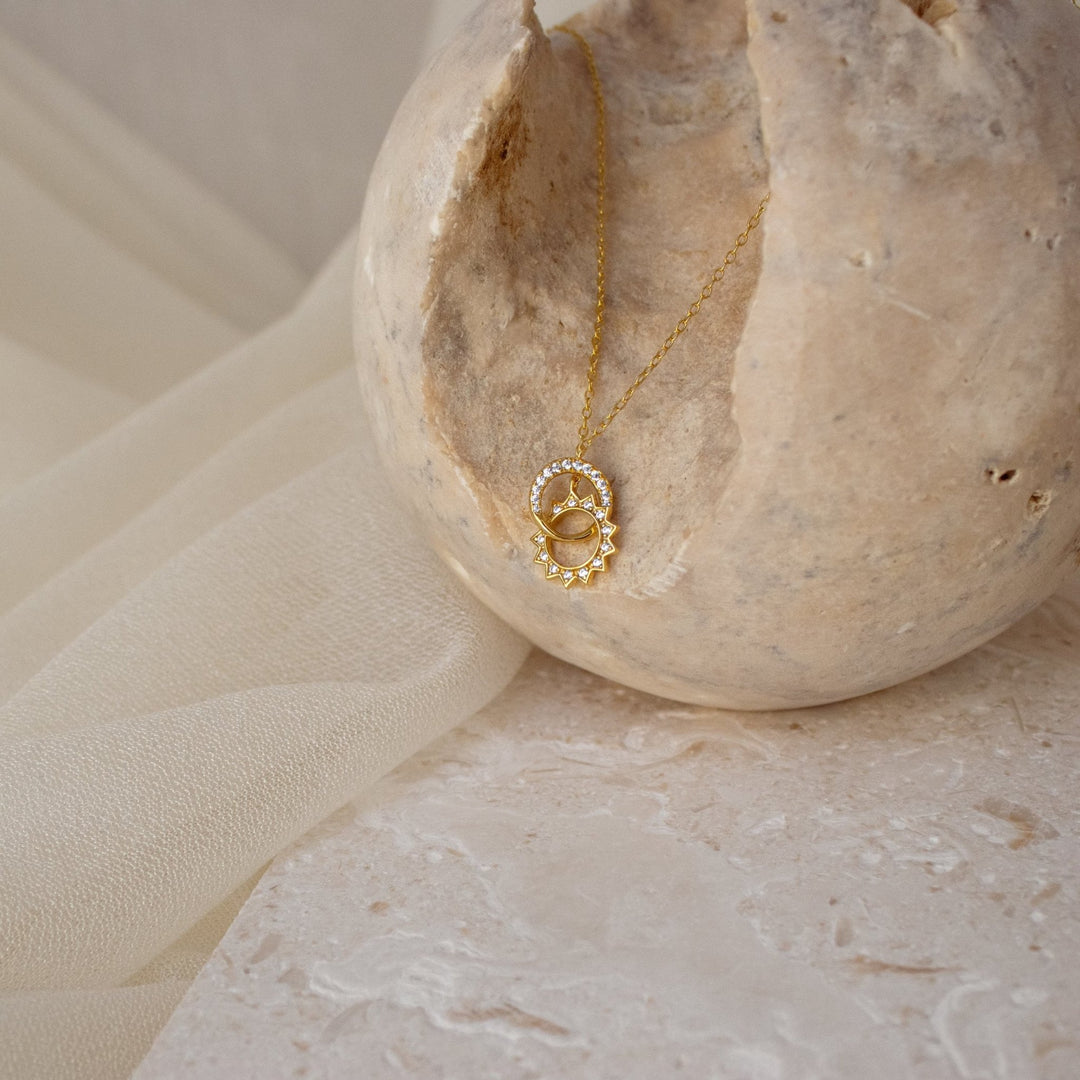 Sun & Moon lab grown diamonds Eternity Necklace in Solid Gold - Doozy Diamonds