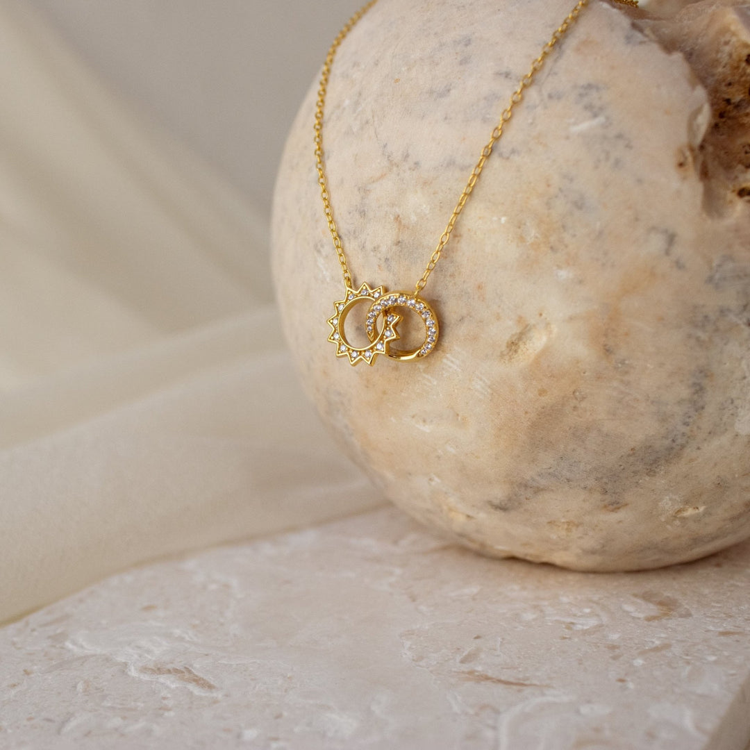 Sun & Moon lab grown diamonds Eternity Necklace in Solid Gold - Doozy Diamonds