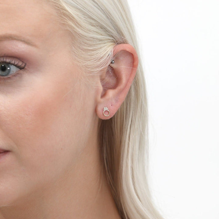 Round Cut Diamond Handcuff Stud Earrings for Christmas Gift - Doozy Diamonds