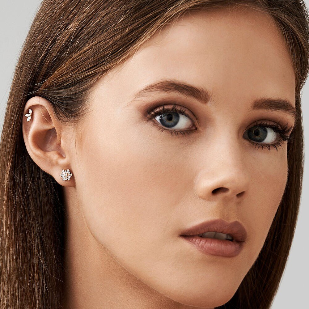 1.5CT Round & Baguette lab grown diamonds Stud Earring For Women - Doozy Diamonds