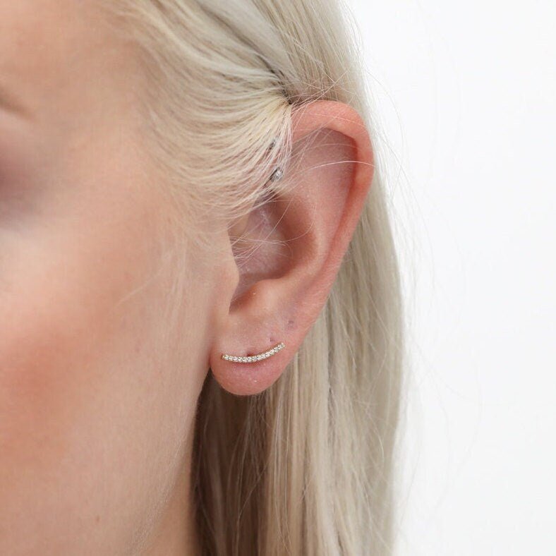 0.2CT Round Bar Curved lab grown diamonds Stud Earrings - Doozy Diamonds
