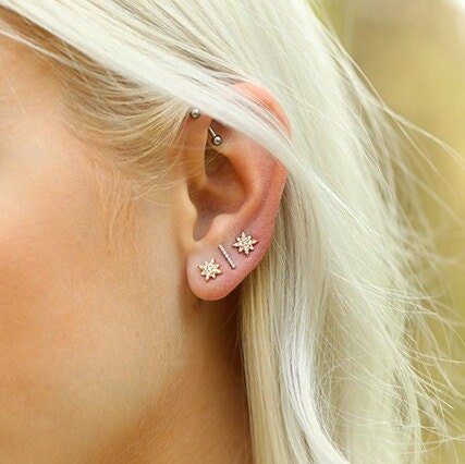 Round Cut Diamond Star Celestial Earrings for Her - Doozy Diamonds