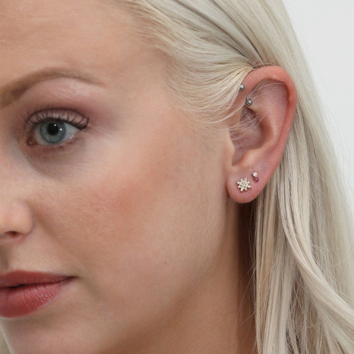 Round Cut Diamond Star Celestial Earrings for Her - Doozy Diamonds