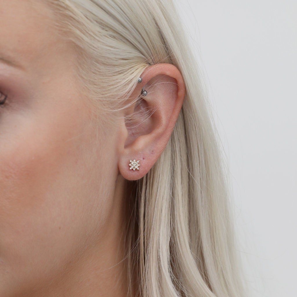 Round Cut Diamond Star Celestial Earrings for Her - Doozy Diamonds