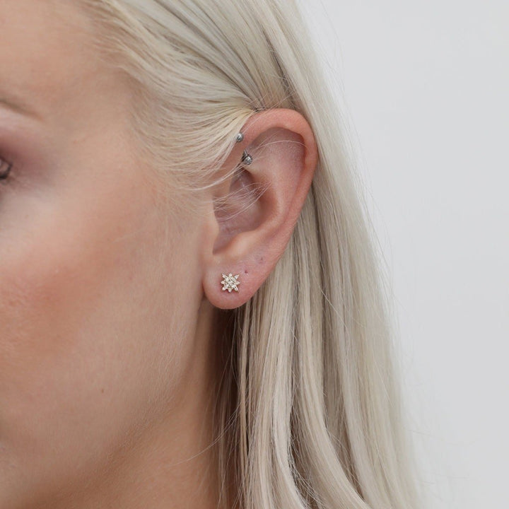 Round Cut Diamond Star Celestial Earrings for Her - Doozy Diamonds