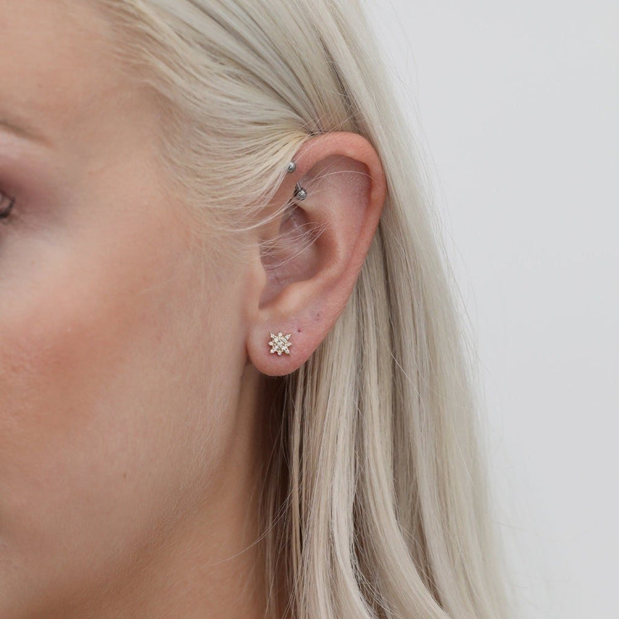 Round Cut Diamond Star Celestial Earrings for Her - Doozy Diamonds