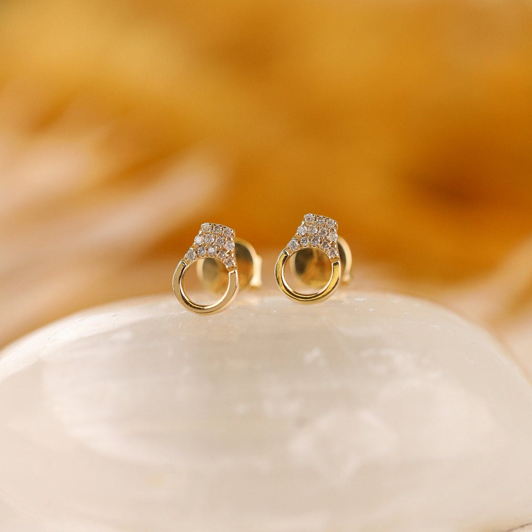 Round Cut Diamond Handcuff Stud Earrings for Christmas Gift - Doozy Diamonds