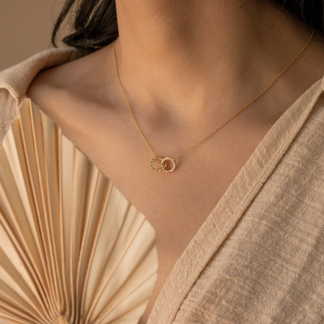 Sun & Moon lab grown diamonds Eternity Necklace in Solid Gold - Doozy Diamonds