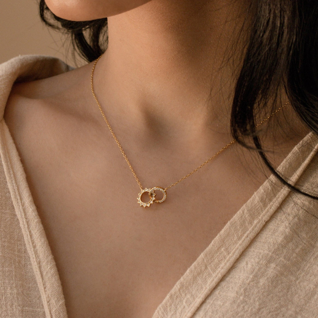 Sun & Moon lab grown diamonds Eternity Necklace in Solid Gold - Doozy Diamonds