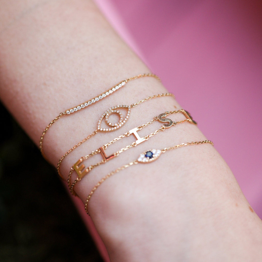 Round Cut Diamond Evil Eye Bracelet for Her Gift - Doozy Diamonds