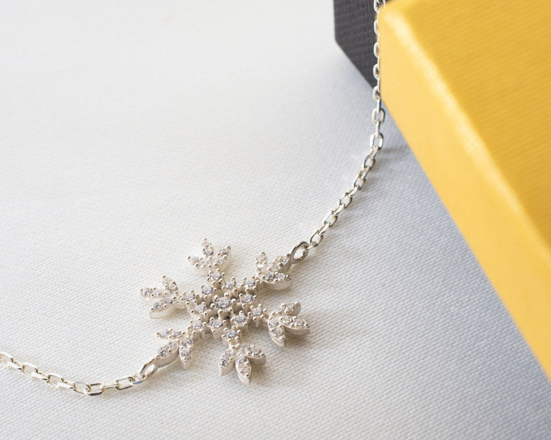 Round Cut Diamond Shining snowflake Bracelet for Christmas Gift - Doozy Diamonds