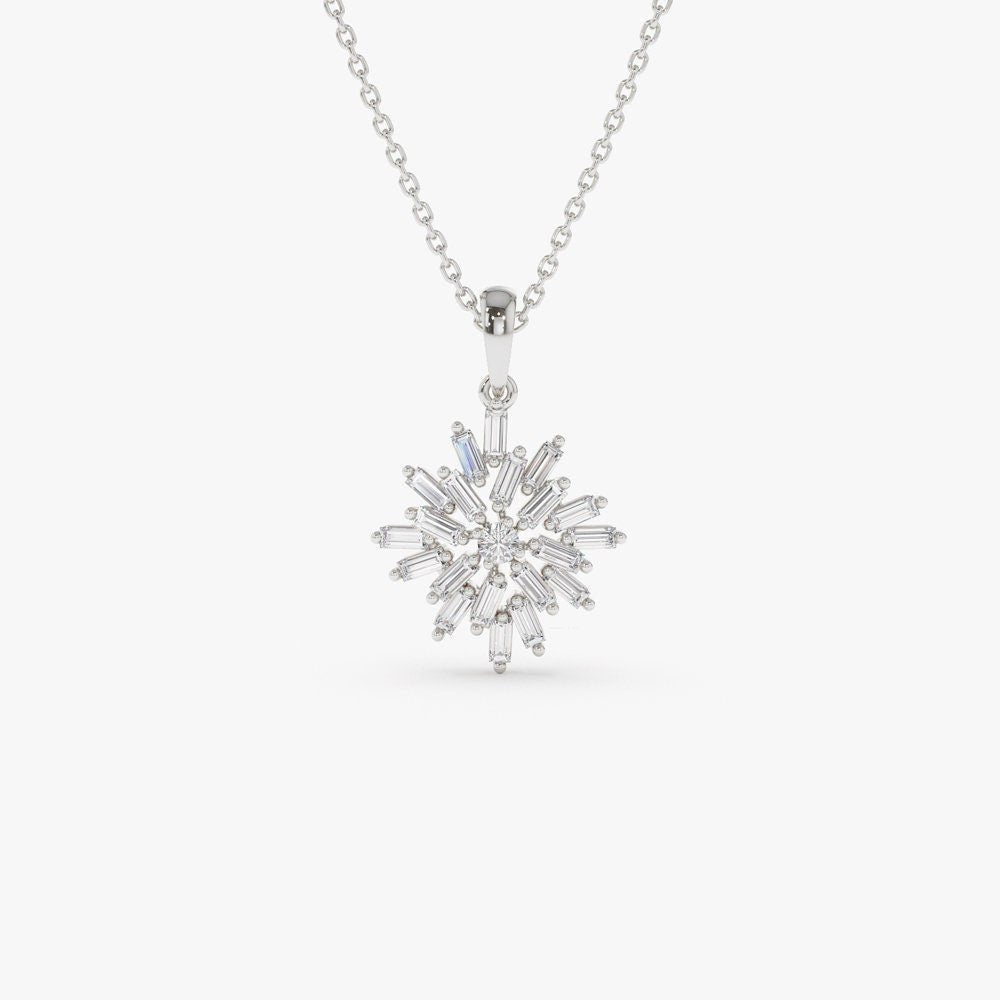 Baguette Cut Diamond Cluster Necklace for Women - Doozy Diamonds