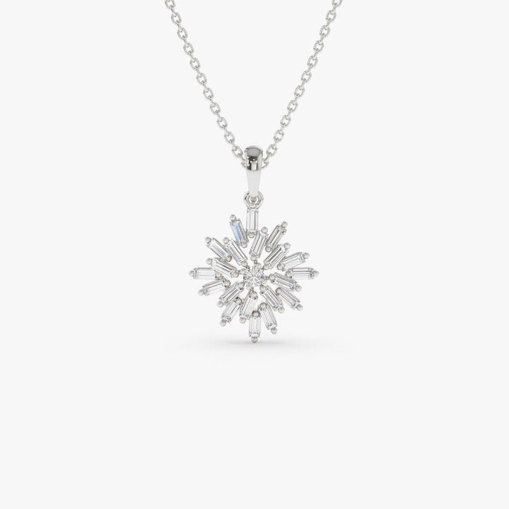 Baguette Cut Diamond Cluster Necklace for Women - Doozy Diamonds