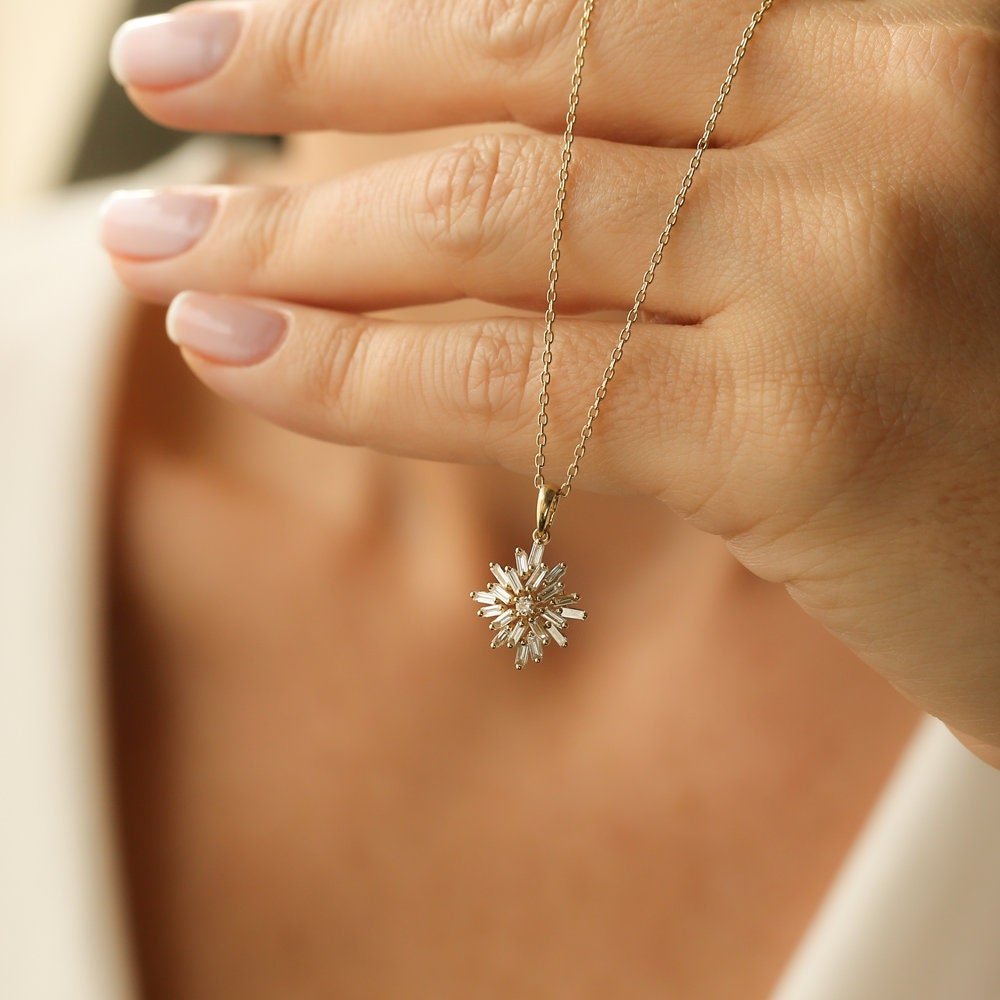 Baguette Cut Diamond Cluster Necklace for Women - Doozy Diamonds