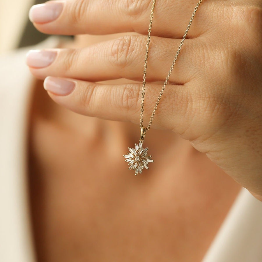 Baguette Cut Diamond Cluster Necklace for Women - Doozy Diamonds