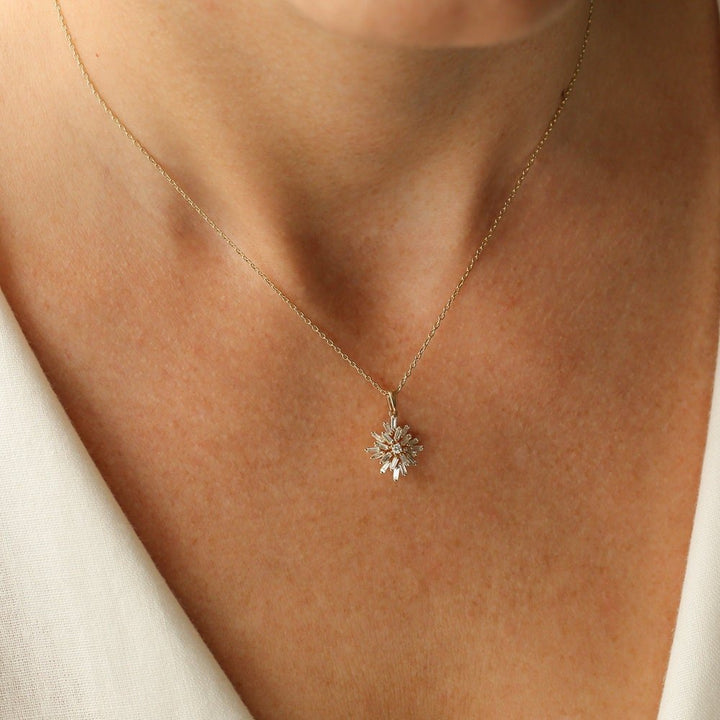 Baguette Cut Diamond Cluster Necklace for Women - Doozy Diamonds