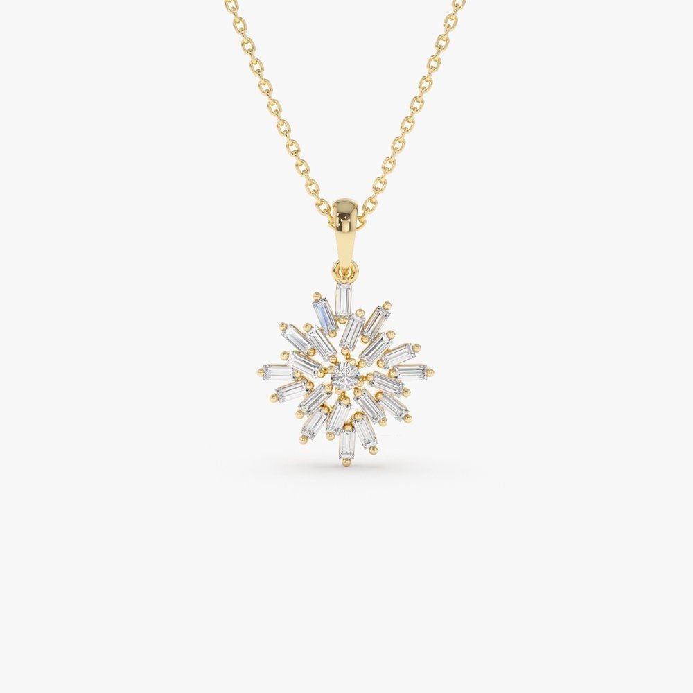 Baguette Cut Diamond Cluster Necklace for Women - Doozy Diamonds