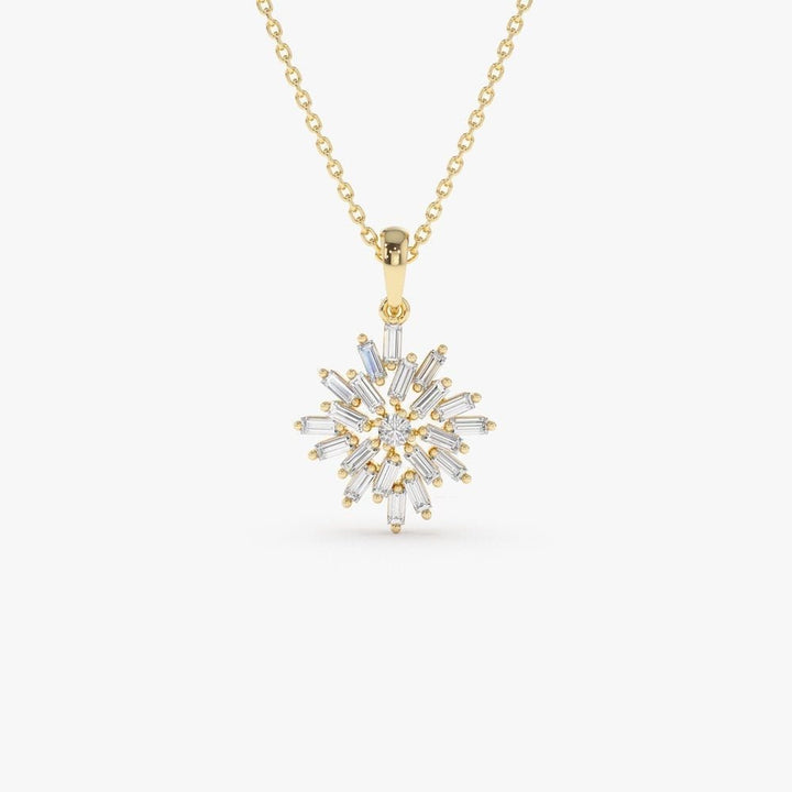 Baguette Cut Diamond Cluster Necklace for Women - Doozy Diamonds