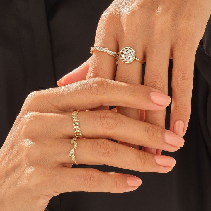 Round & Marquise Cut Diamond Cluster Wedding Band for Her - Doozy Diamonds