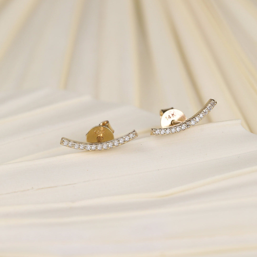 0.2CT Round Bar Curved lab grown diamonds Stud Earrings - Doozy Diamonds