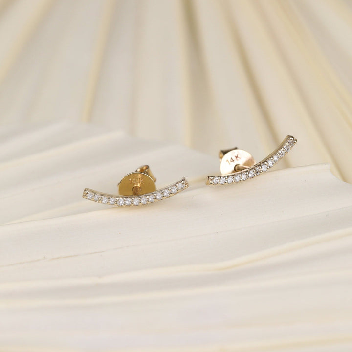 0.2CT Round Bar Curved lab grown diamonds Stud Earrings - Doozy Diamonds