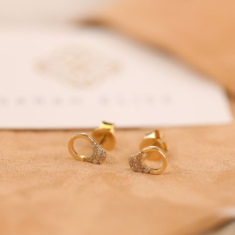 Round Cut Diamond Handcuff Stud Earrings for Christmas Gift - Doozy Diamonds