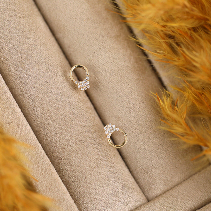 Round Cut Diamond Handcuff Stud Earrings for Christmas Gift - Doozy Diamonds