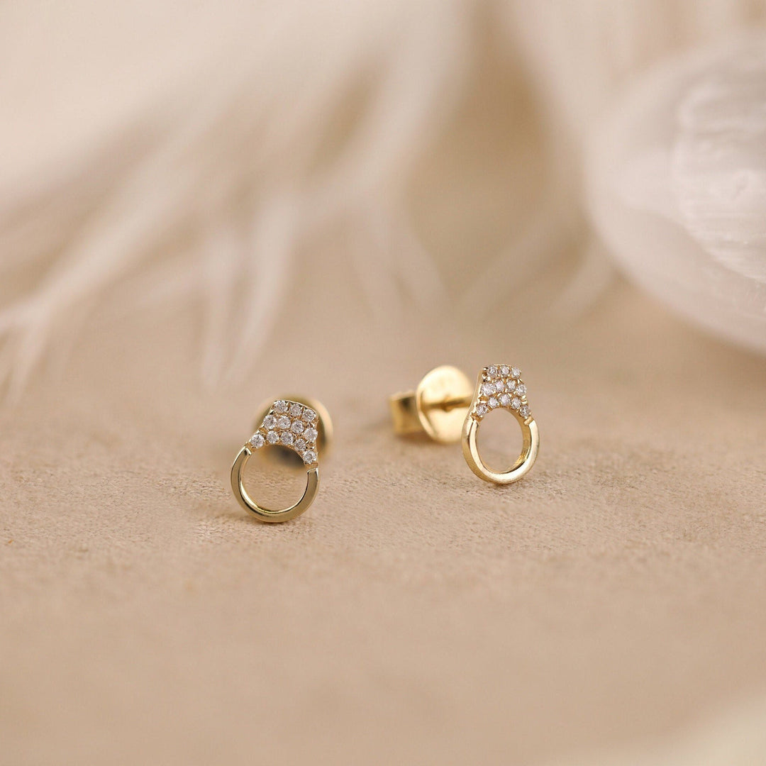 Round Cut Diamond Handcuff Stud Earrings for Christmas Gift - Doozy Diamonds