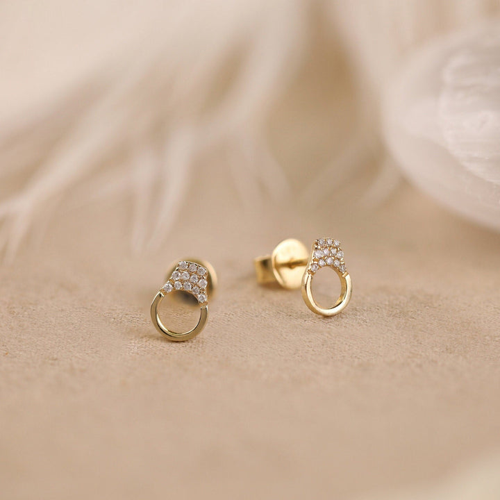 Round Cut Diamond Handcuff Stud Earrings for Christmas Gift - Doozy Diamonds