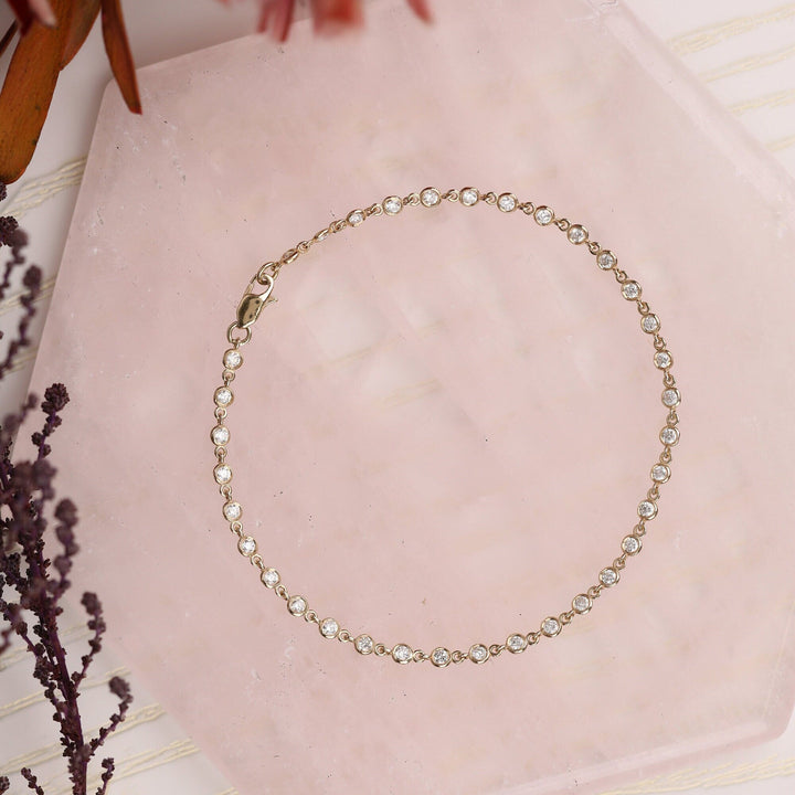 Round Cut Diamond Bezel Set Tennis Bracelet For Her - Doozy Diamonds