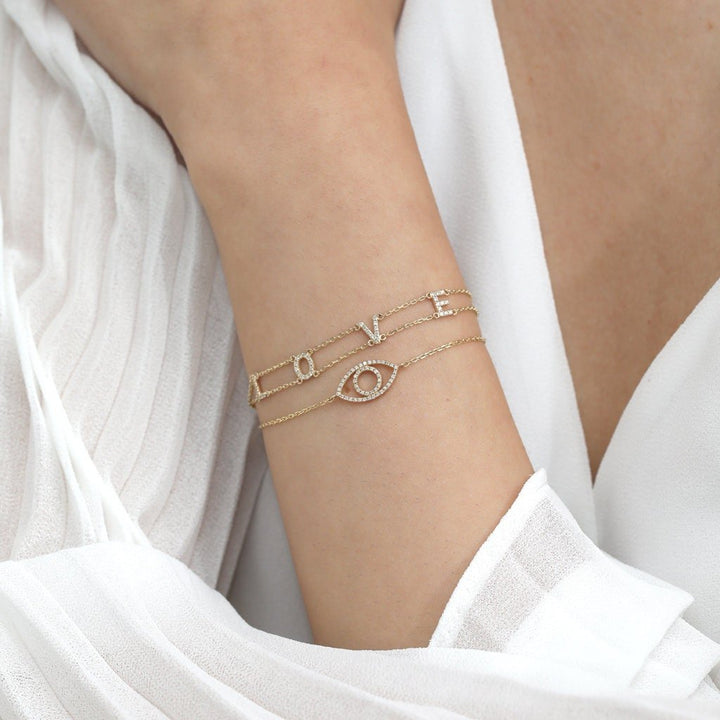 Round Cut Diamond Evil Eye Bracelet for Her Gift - Doozy Diamonds