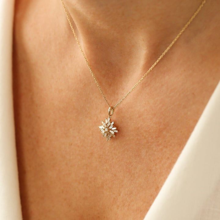 Baguette Cut Diamond Cluster Necklace for Women - Doozy Diamonds