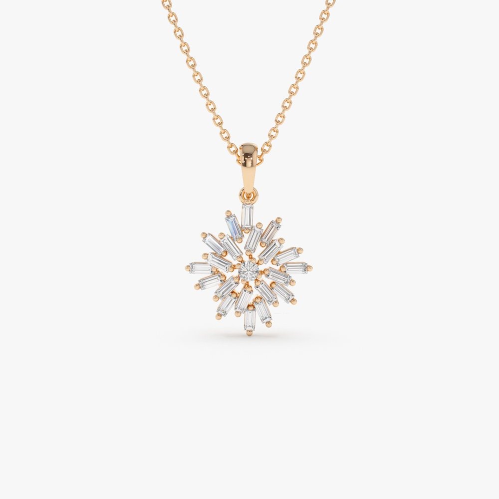 Baguette Cut Diamond Cluster Necklace for Women - Doozy Diamonds