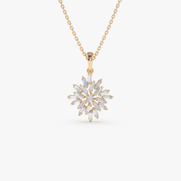 Baguette Cut Diamond Cluster Necklace for Women - Doozy Diamonds