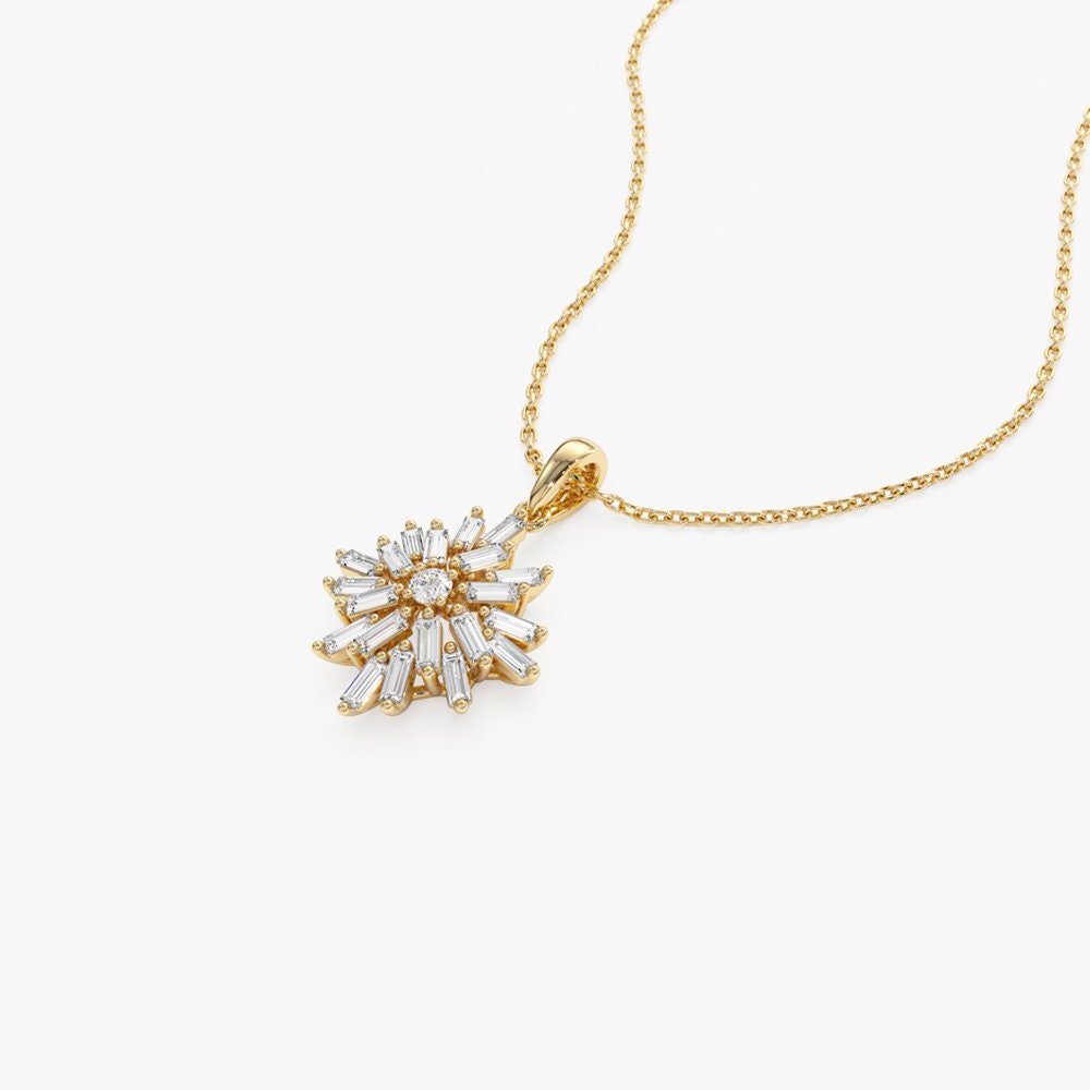 Baguette Cut Diamond Cluster Necklace for Women - Doozy Diamonds