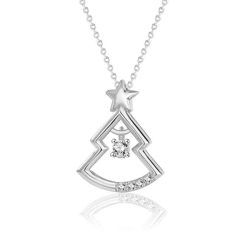 Round Cut Diamond Christmas Tree Holiday Necklace for Women - Doozy Diamonds