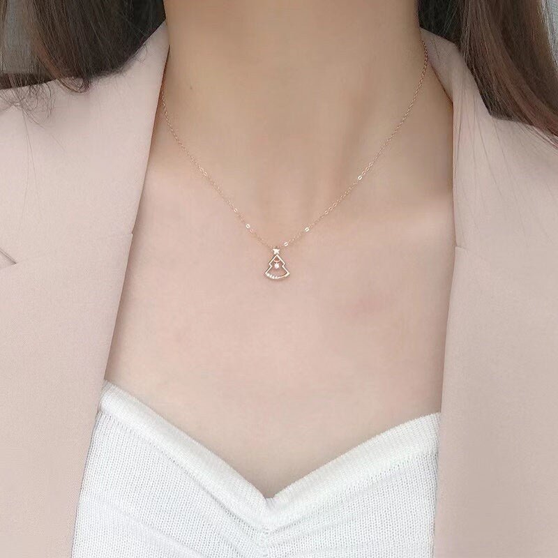 Round Cut Diamond Christmas Tree Holiday Necklace for Women - Doozy Diamonds