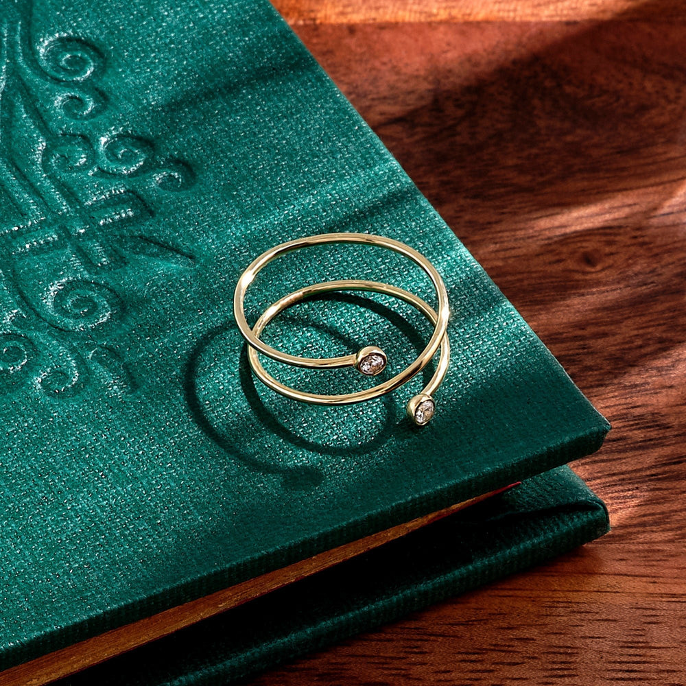 Adjustable Open lab grown diamonds Ring in Solid Yellow Gold - Doozy Diamonds