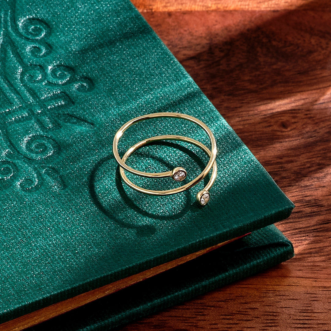 Adjustable Open lab grown diamonds Ring in Solid Yellow Gold - Doozy Diamonds