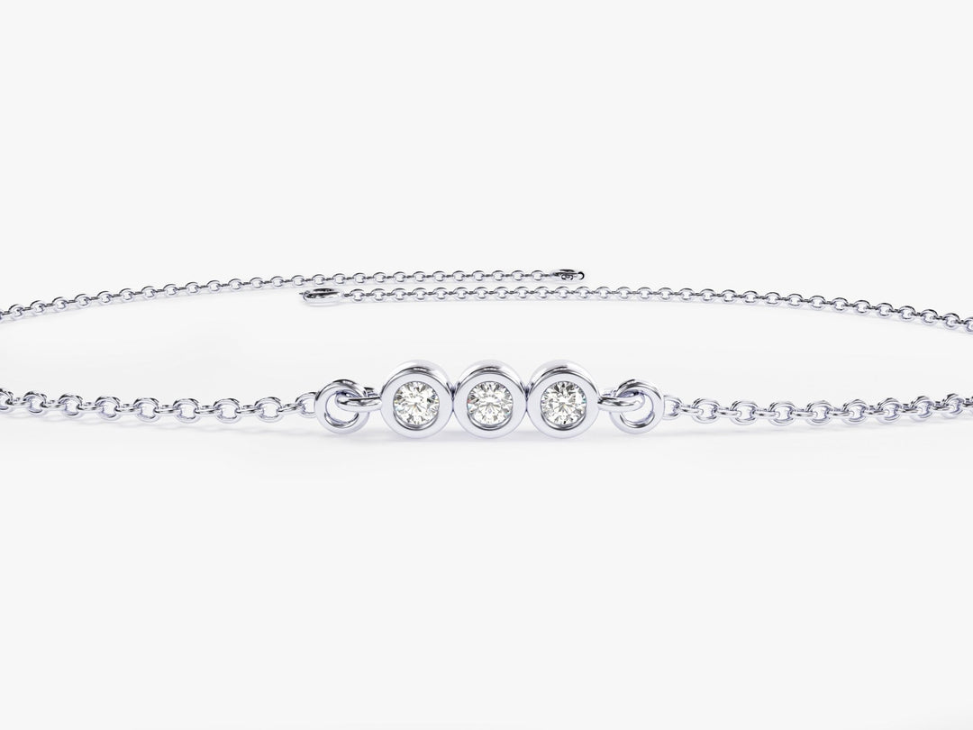 0.1Ct Bezel Set Round Cut Trio Diamond Bracelet for Her - Doozy Diamonds