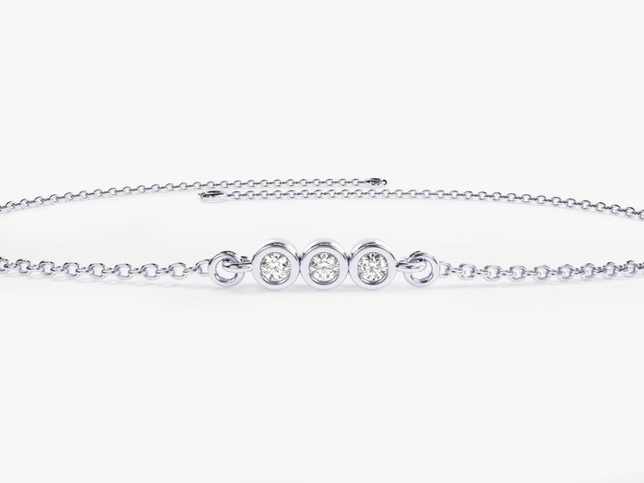 0.1Ct Bezel Set Round Cut Trio Diamond Bracelet for Her - Doozy Diamonds