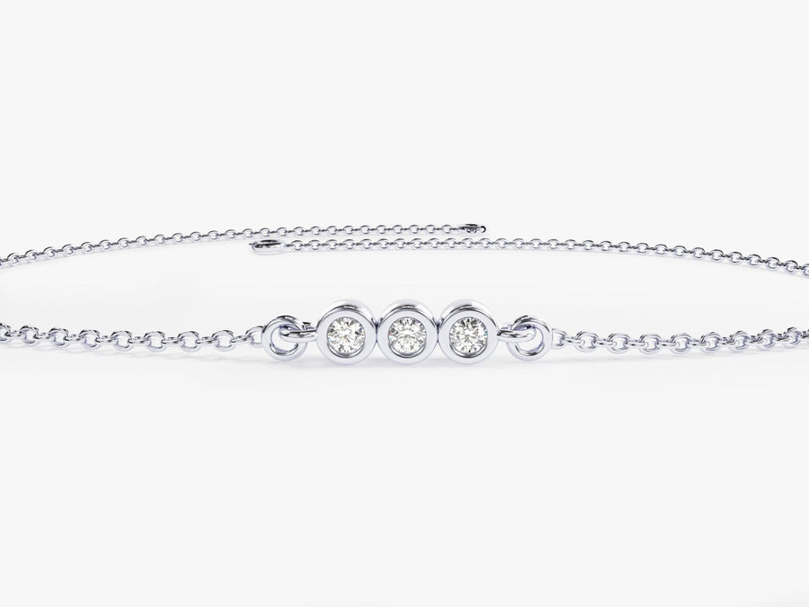 0.1Ct Bezel Set Round Cut Trio Diamond Bracelet for Her - Doozy Diamonds