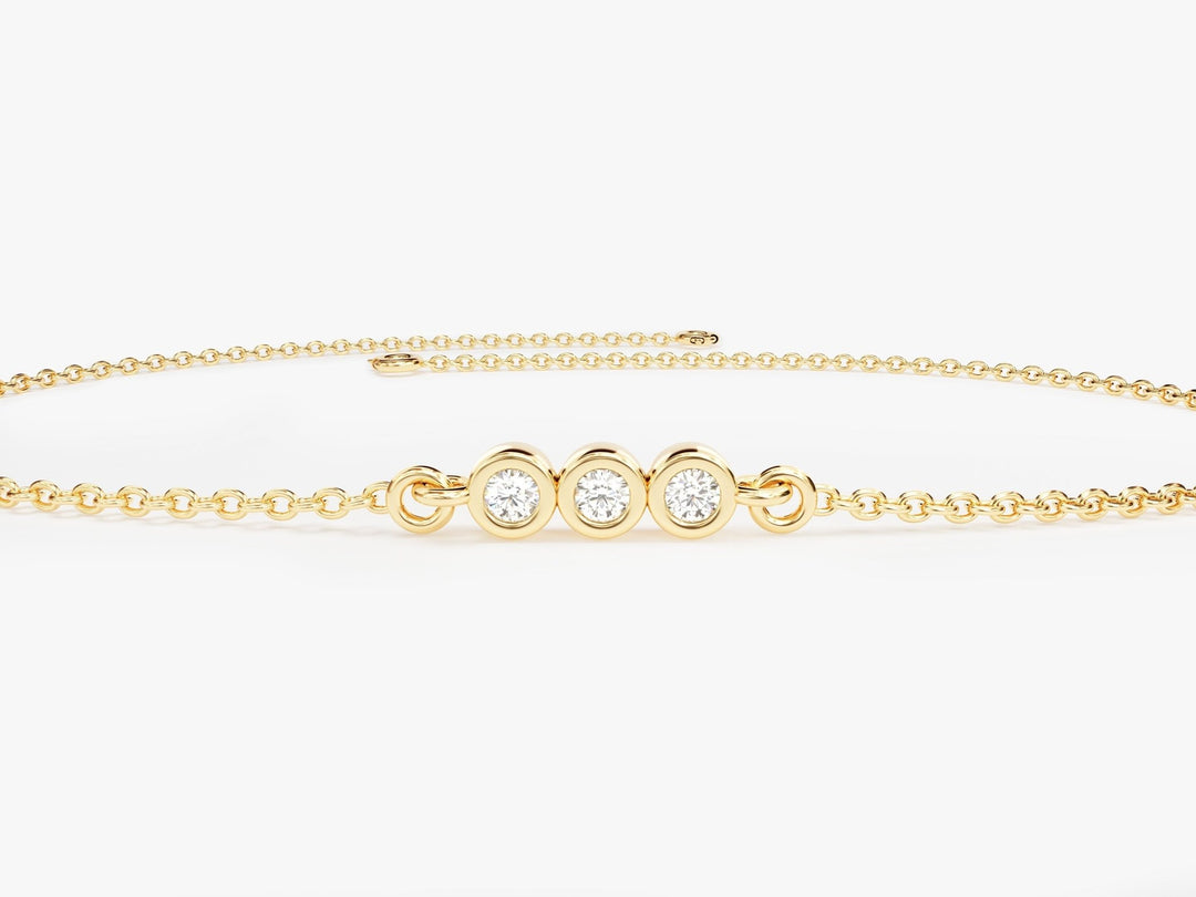 0.1Ct Bezel Set Round Cut Trio Diamond Bracelet for Her - Doozy Diamonds