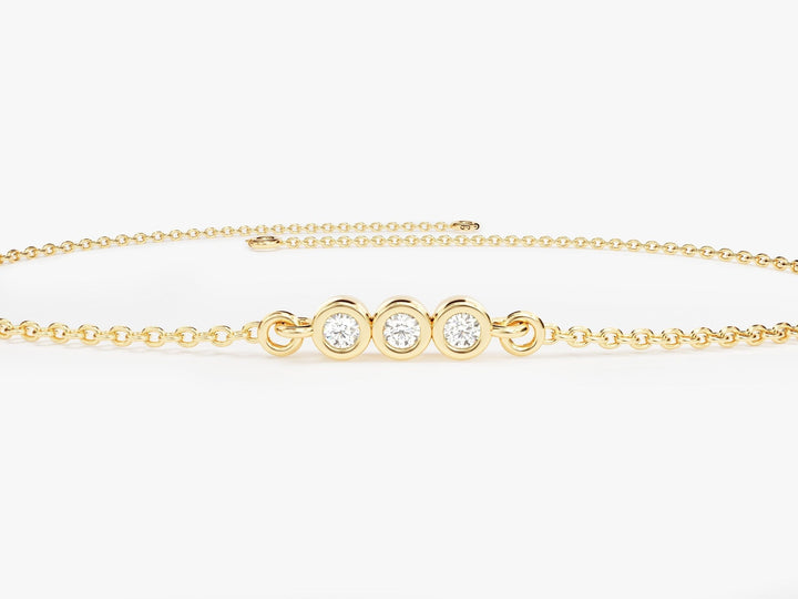 0.1Ct Bezel Set Round Cut Trio Diamond Bracelet for Her - Doozy Diamonds