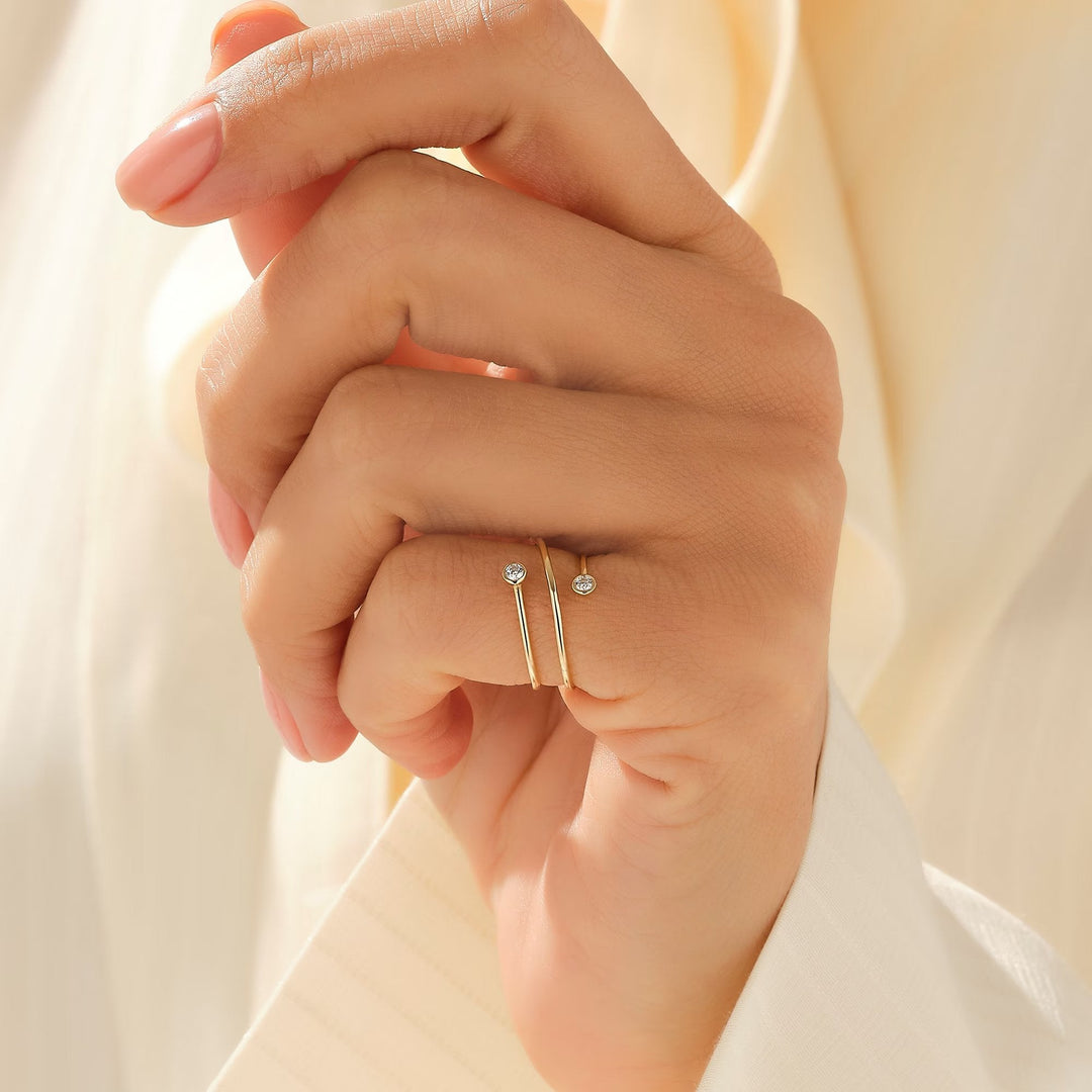 Adjustable Open lab grown diamonds Ring in Solid Yellow Gold - Doozy Diamonds