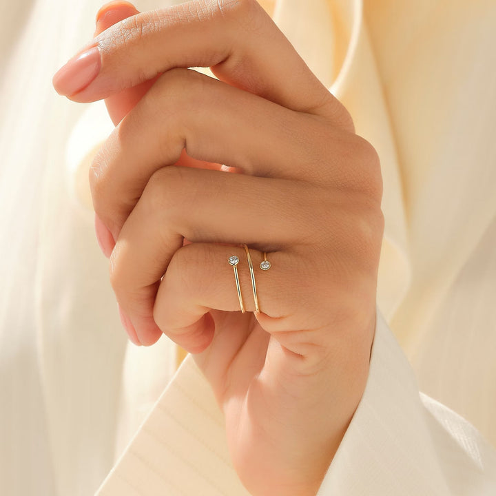 Adjustable Open lab grown diamonds Ring in Solid Yellow Gold - Doozy Diamonds